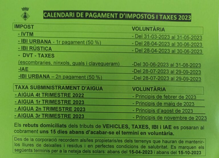 Calendari Fiscal 2023