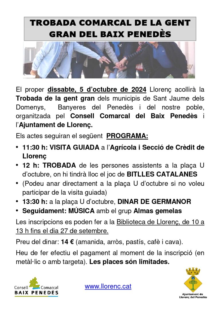 TROBADA COMARCAL DE LA GENT GRAN – 5 D’Octubre